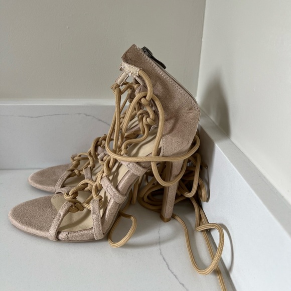 Beige lace up heels, size 7 from brand ChicMe. Worn once. - Picture 3 of 3